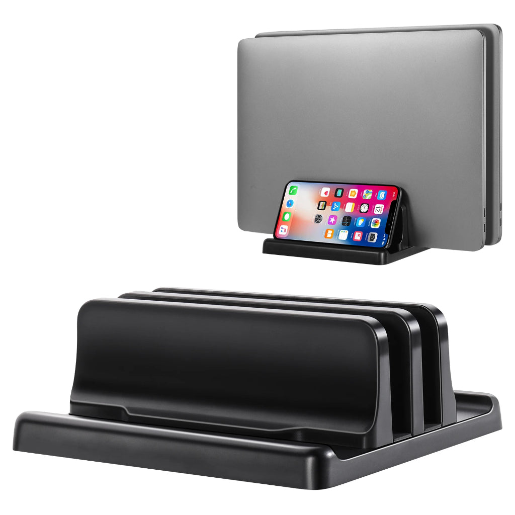 Vertical Laptop Stand - Sleek Black, Portable & Adjustable, Perfect for Premium Laptops
